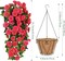 Artificial Fake Hanging Flowers for Outdoors, Hanging Baskets for Plants Outdoor, Faux Vine Bougainvillea for Urn Fillers Front Porch Patio Outside Summer Decor (Red)